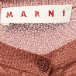 Pre Owned Marni Maroon Brown Cashmere Buttoned Cardigan S