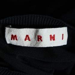 Pre Owned Marni Black Rib Knit Embellished Neck Detail Sweater Top S