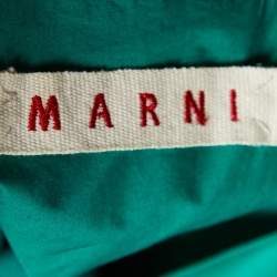 Pre Owned Marni Green Cotton Contrast Waist Tie Detail Sleeveless Top M