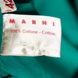 Pre Owned Marni Green Cotton Contrast Waist Tie Detail Sleeveless Top M