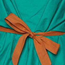 Pre Owned Marni Green Cotton Contrast Waist Tie Detail Sleeveless Top M