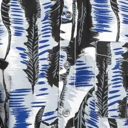 Pre Owned Marni Blue/Black Printed Cotton Button Front Full Sleeve Oversized Shirt S