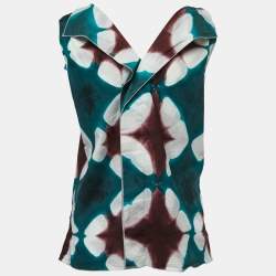 Marni Green Tye Dye Printed Cotton Sleeveless Top M