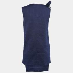 Marni Navy Blue Jacquard Bow Detail Sleeveless Short Dress S