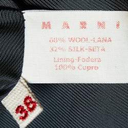 Pre Owned Marni Dark Green Wool & Silk Embellished Neck Open Front Cropped Jacket S