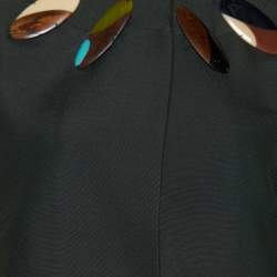 Pre Owned Marni Dark Green Wool & Silk Embellished Neck Open Front Cropped Jacket S