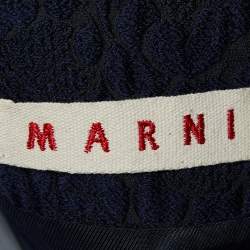 Marni Navy Blue Floral Jacquard Hook Front Jacket M
