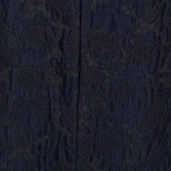 Marni Navy Blue Floral Jacquard Hook Front Jacket M