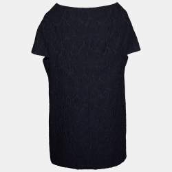Marni Navy Blue Floral Jacquard Hook Front Jacket M
