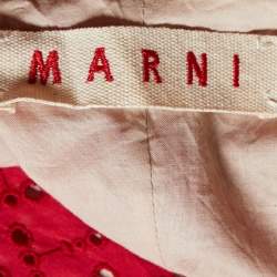 Pre Owned Marni Red Embroidered Cotton Belted Midi Dress S
