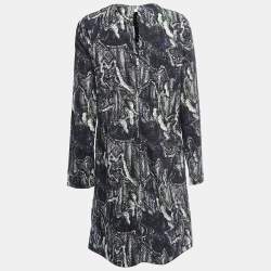 Pre Owned Marni Black Printed Cotton Full Sleeve Short Dress M