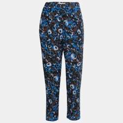 Marni Multicolor Abstract Print Silk Drawstring Trousers M