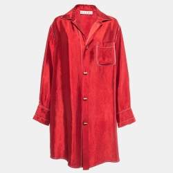 Marni Red Satin Oversized Shirt Dress S