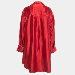 Marni Red Satin Oversized Shirt Dress S