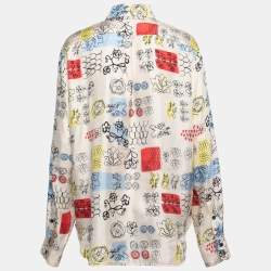 Pre Owned Marni Cream/Multicolor Printed Silk Shirt M