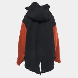 Marni Burnt Orange/Black Crepe Hooded Oversized Jacket S