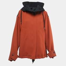 Marni Burnt Orange/Black Crepe Hooded Oversized Jacket S