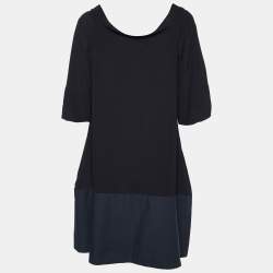 Pre Owned Marni Black Georgette & Cotton Shift Dress L