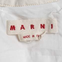 Pre Owned Marni Beige Denim Painted Detail Tie Detail Coat S