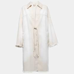 Pre Owned Marni Beige Denim Painted Detail Tie Detail Coat S