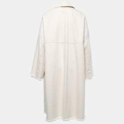 Pre Owned Marni Beige Denim Painted Detail Tie Detail Coat S