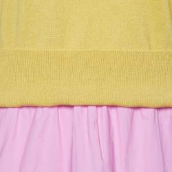 Marni Yellow Knit & Pink Cotton Layered Sweater M