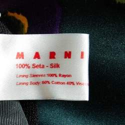 Marni Green Printed Silk Satin Oversized Overcoat M