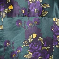 Marni Green Printed Silk Satin Oversized Overcoat M