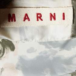 Marni Grey Printed Satin Oversized Sleeve Top L