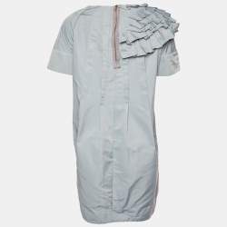 Pre Owned Marni Light Blue Synthetic Ruffle Detail Shift Dress M