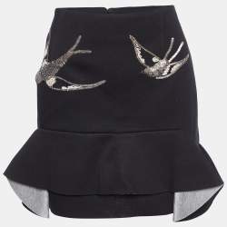 Marni Black Birds Embellished Neoprene Mini Skirt M