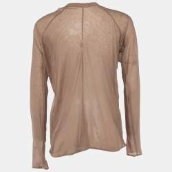 Pre Owned Marni Brown Cotton knit Embellished Detail Long Sleeve Top L