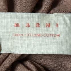 Pre Owned Marni Brown Cotton knit Embellished Detail Long Sleeve Top L