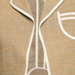 Marni Beige Checked Cotton Open Front Blazer M