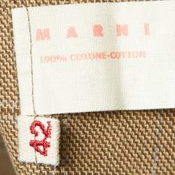 Marni Beige Checked Cotton Open Front Blazer M