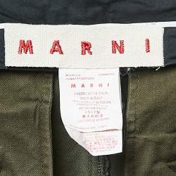 Pre Owned Marni Military Green Cotton Buttoned Trousers L