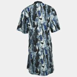 Marni Blue/Black Printed Cotton Midi Dress M