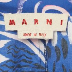Marni Blue Abstract Printed Cotton Midi Dress M