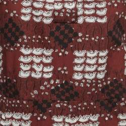 Pre Owned Marni Summer Edition 2013 Brown Print Cotton Pleated Button Front Shirt Dress S