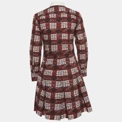 Pre Owned Marni Summer Edition 2013 Brown Print Cotton Pleated Button Front Shirt Dress S