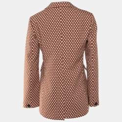 Marni Brown Motif Pattern Cotton Button Front Blazer S