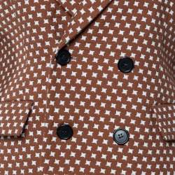 Marni Brown Motif Pattern Cotton Button Front Blazer S