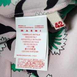 Pre Owned Marni Pale Pink Floral Print Silk Ruffled Blouse M