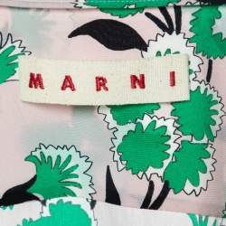 Pre Owned Marni Pale Pink Floral Print Silk Ruffled Blouse M