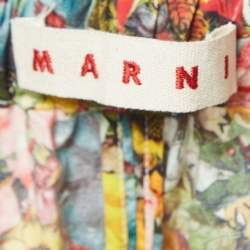 Pre Owned Marni Multicolor Floral Print Cotton Straight Leg Trousers M