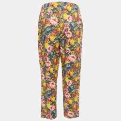 Pre Owned Marni Multicolor Floral Print Cotton Straight Leg Trousers M