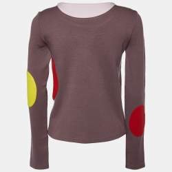 Pre Owned Marni Purple Wool Contrast Detail Long Sleeve Sweatshirt M