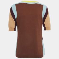 Pre Owned Marni Brown Cotton Knit Crew Neck T-Shirt M