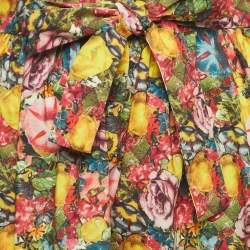 Marni Multicolor Floral Print Cotton Poplin Gathered Midi Skirt S