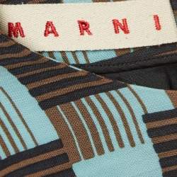 Marni Blue Print Wool and Silk Sleeveless A-Line Top S